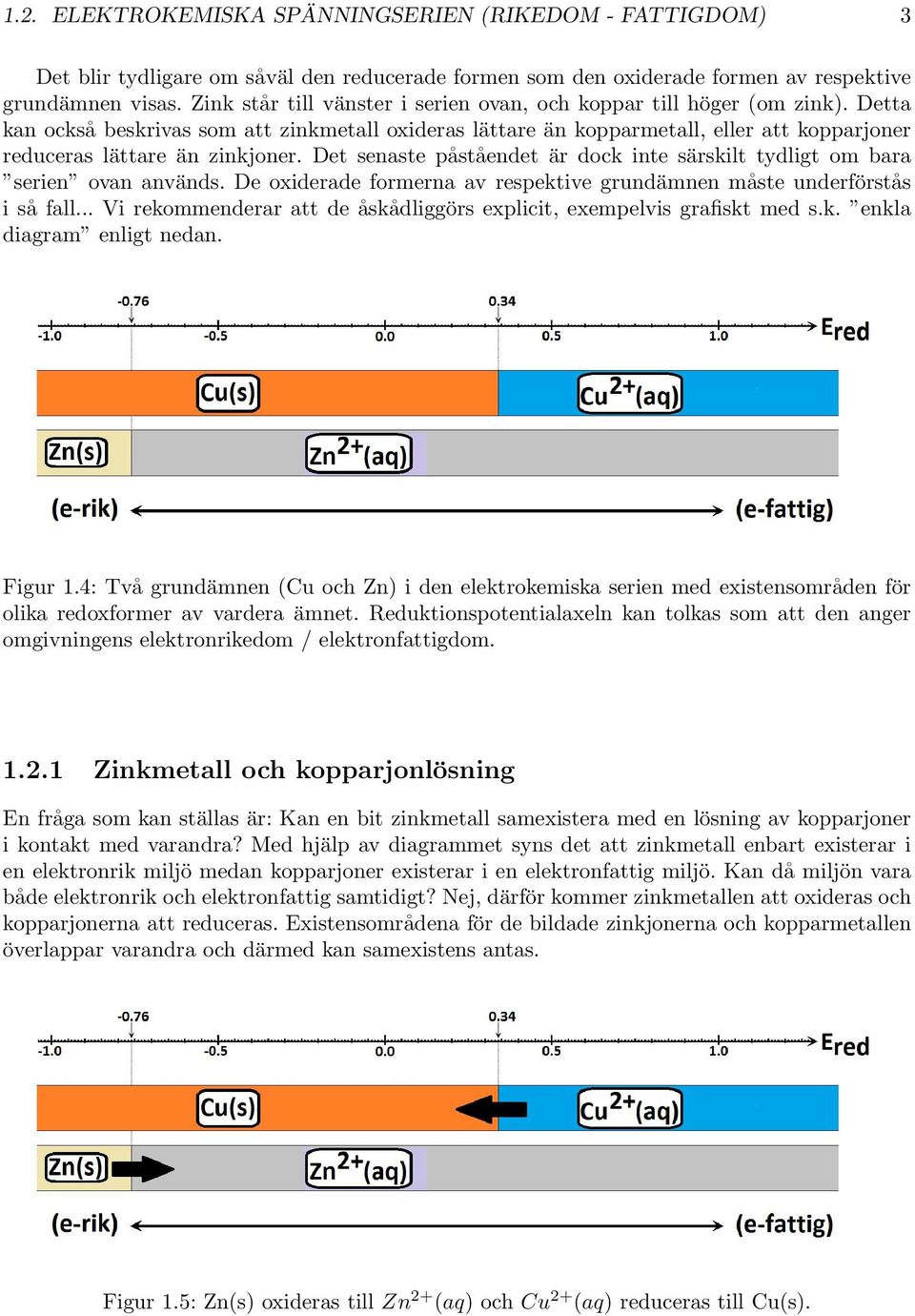 Detta kan också beskrivas som att zinkmetall oxideras lättare än kopparmetall, eller att kopparjoner reduceras lättare än zinkjoner.