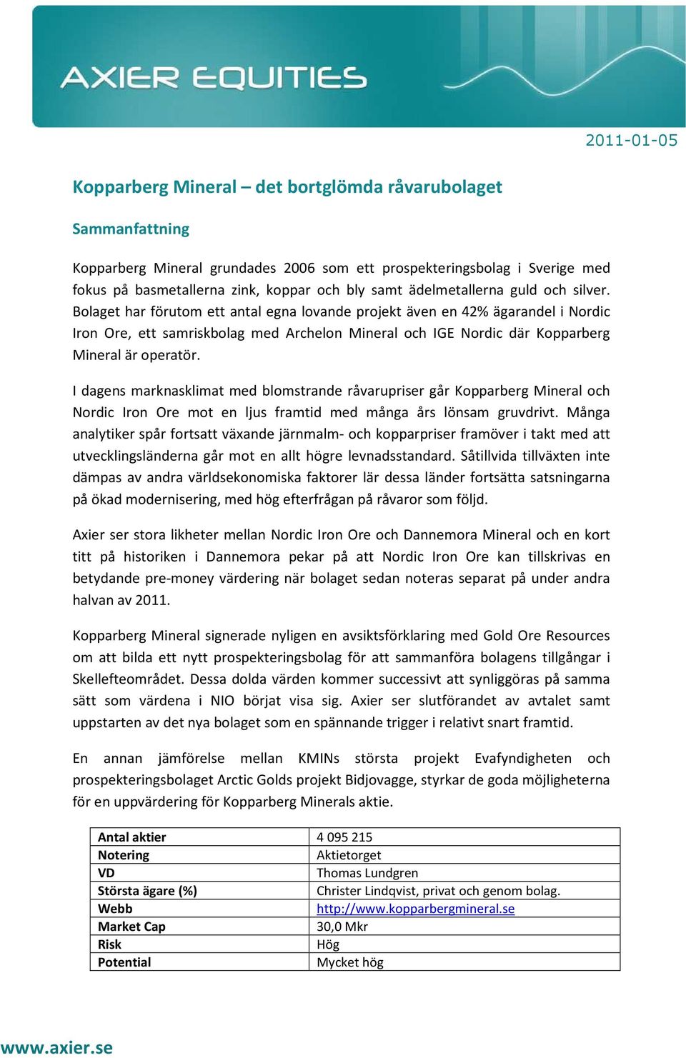 Kopparberg Mineral det bortglömda råvarubolaget - PDF Free Download