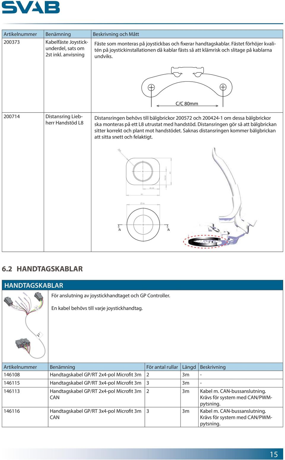C/C 80mm 200714 Distansring Liebherr Handstöd L8 Distansringen behövs till bälgbrickor 200572 och 200424-1 om dessa bälgbrickor ska monteras på ett L8 utrustat med handstöd.