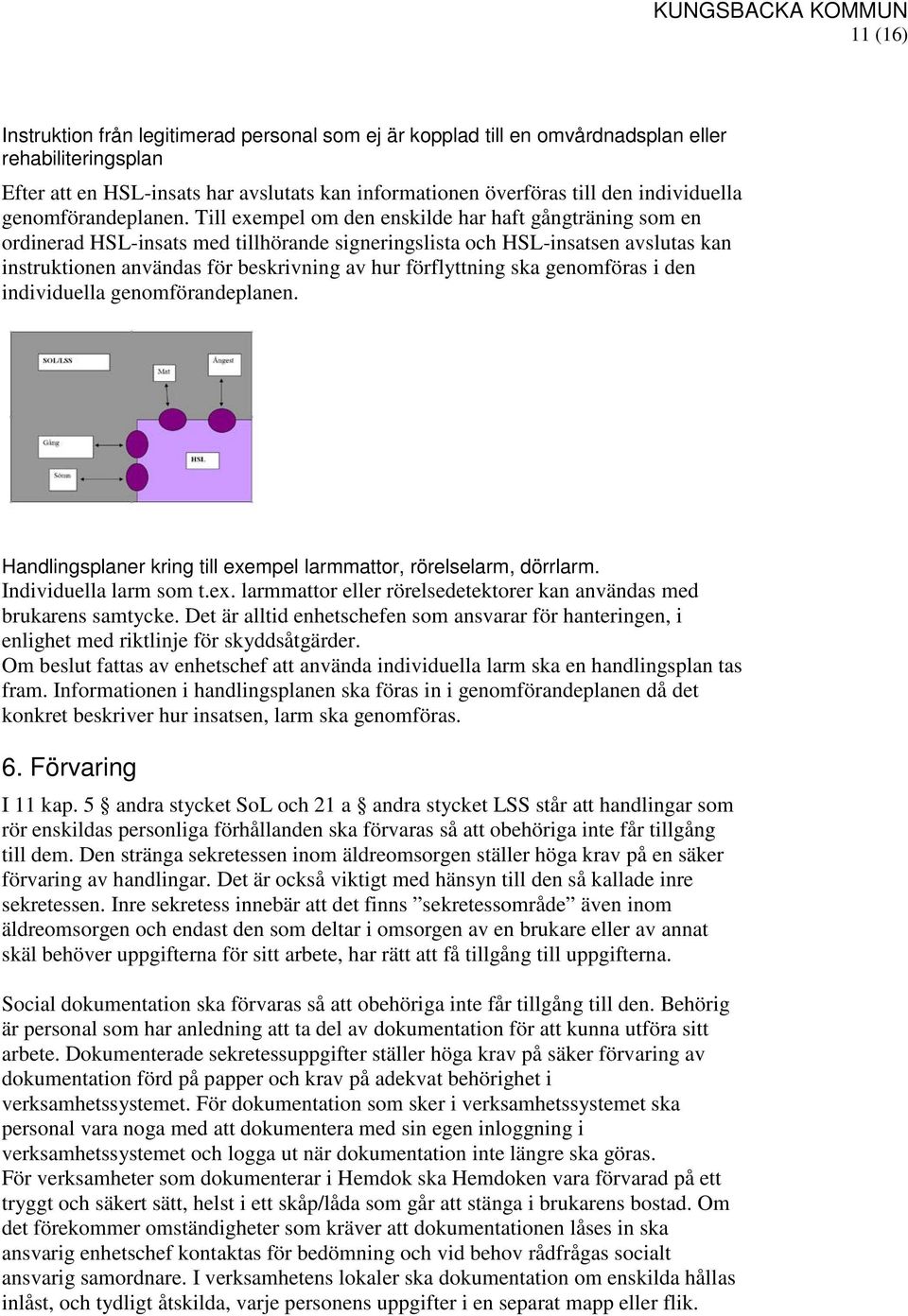 Till exempel om den enskilde har haft gångträning som en ordinerad HSL-insats med tillhörande signeringslista och HSL-insatsen avslutas kan instruktionen användas för beskrivning av hur förflyttning