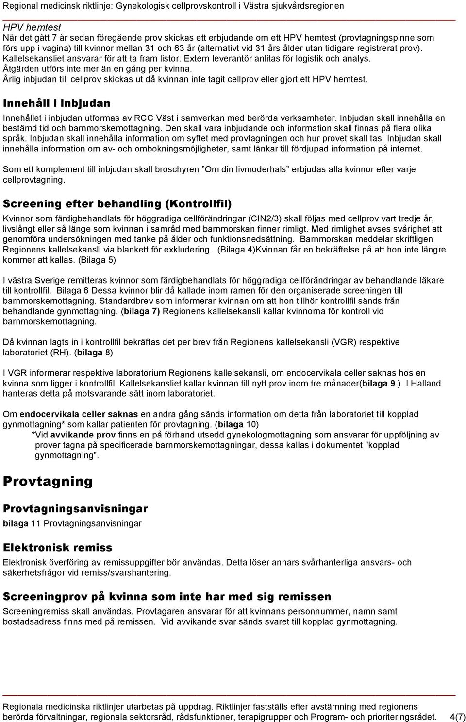Gynekologisk cellprovskontroll i Västra sjukvårdsregionen - PDF Free  Download