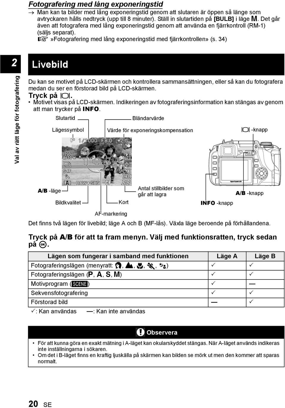 g»fotografering med lång exponeringstid med fjärrkontrollen» (s.