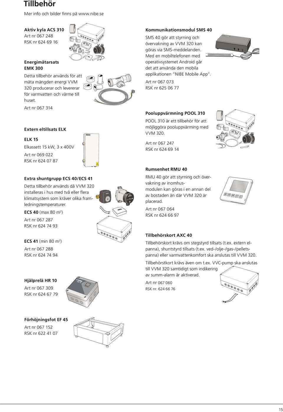 Kommunikationsmodul SMS 40 SMS 40 gör att styrning och övervakning av VVM 320 kan göras via SMS-meddelanden.