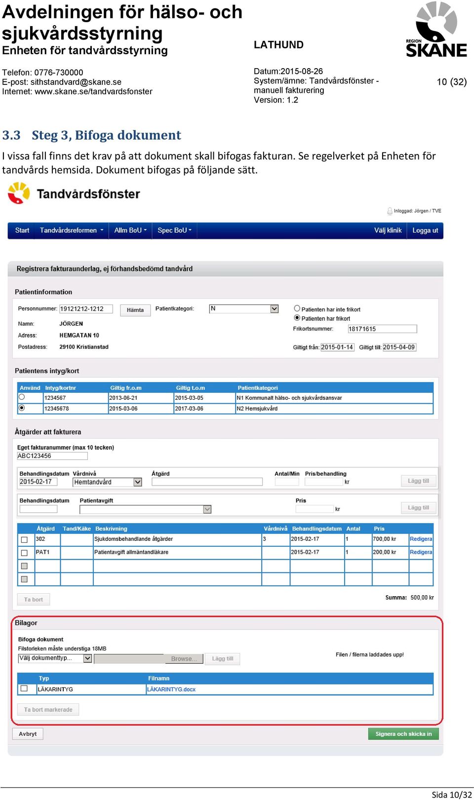 krav på att dokument skall bifogas fakturan.