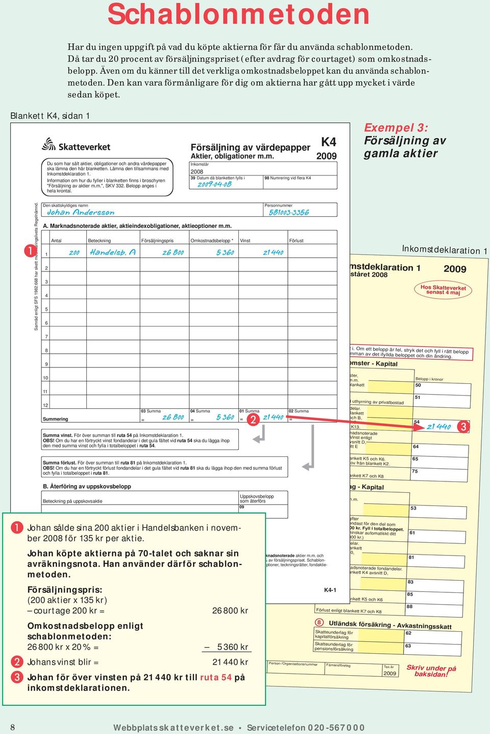 Blankett K, sidan Du som har sålt aktier, obligationer och andra värdepapper ska lämna den här blanketten. Lämna den tillsammans med Inkomstdeklaration.