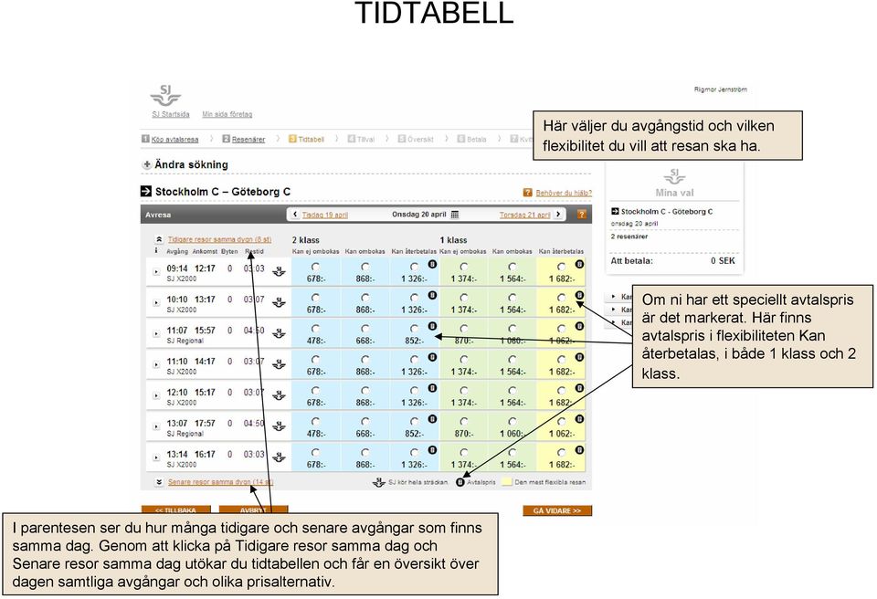 Här finns avtalspris i flexibiliteten Kan återbetalas, i både 1 klass och 2 klass.