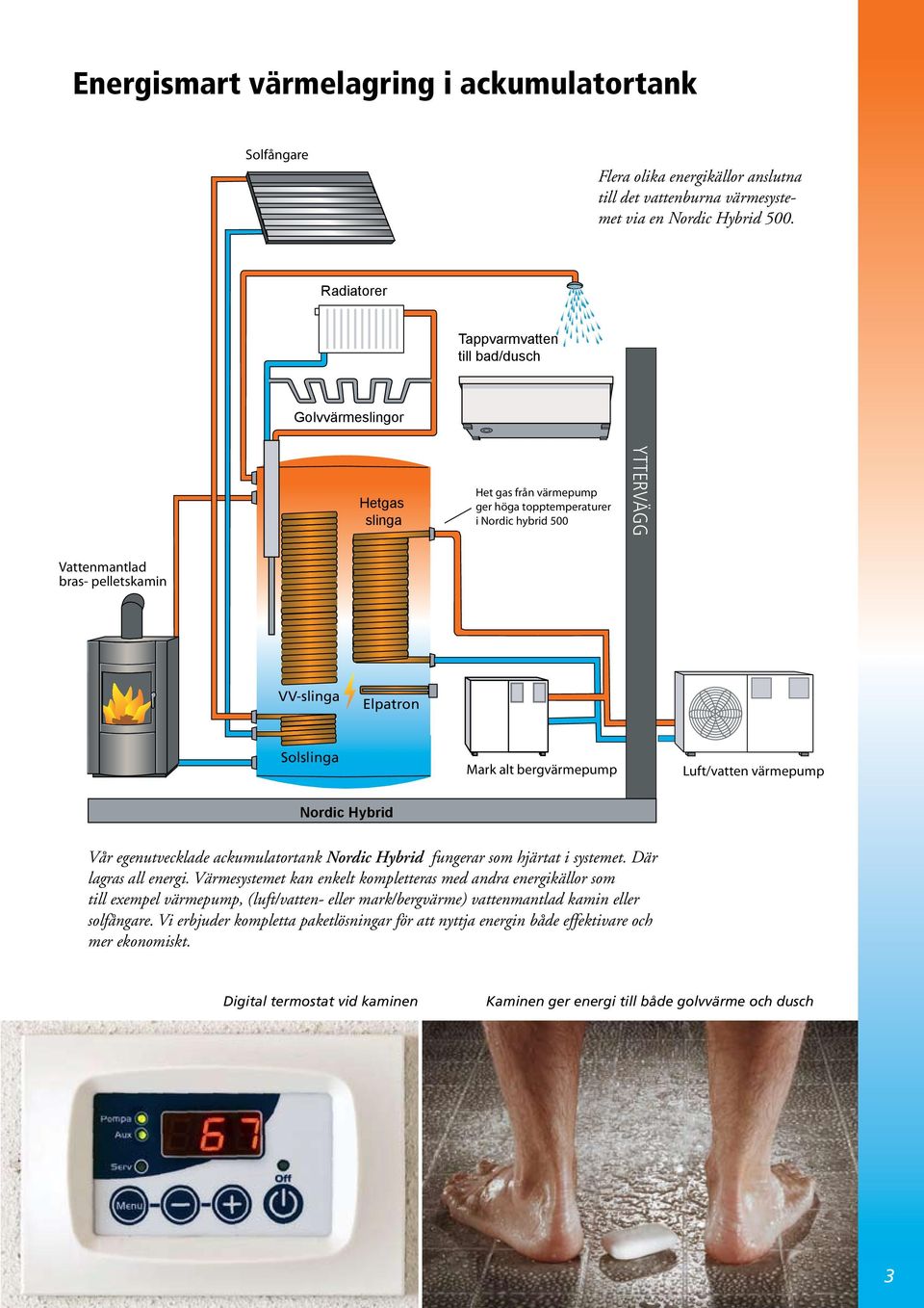 Elpatron Solslinga Mark alt bergvärmepump Luft/vatten värmepump Nordic Hybrid Vår egenutvecklade ackumulatortank Nordic Hybrid fungerar som hjärtat i systemet. Där lagras all energi.