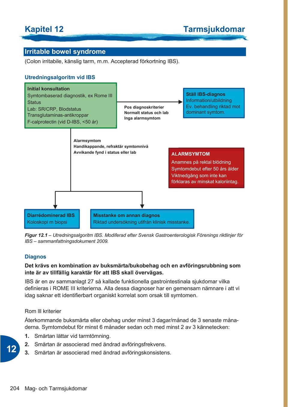 diagnoskriterier Normalt status och lab Inga alarmsymtom Ställ IBS-diagnos Information/utbildning Ev. behandling riktad mot dominant symtom.