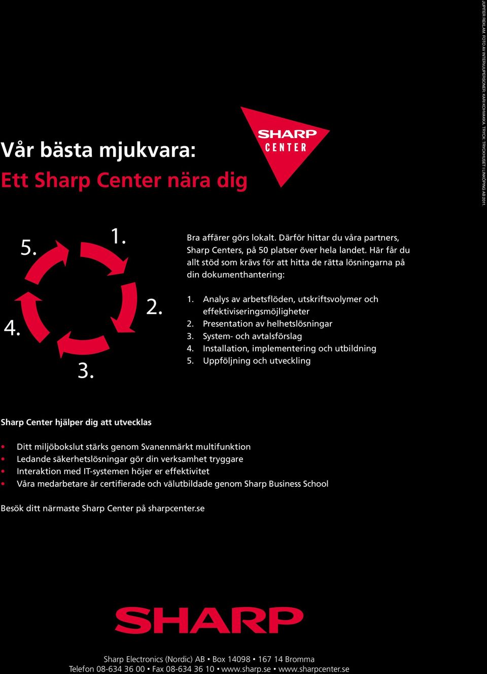 Analys av arbetsflöden, utskriftsvolymer och effektiviseringsmöjligheter 2. Presentation av helhetslösningar 3. System- och avtalsförslag 4. Installation, implementering och utbildning 5.