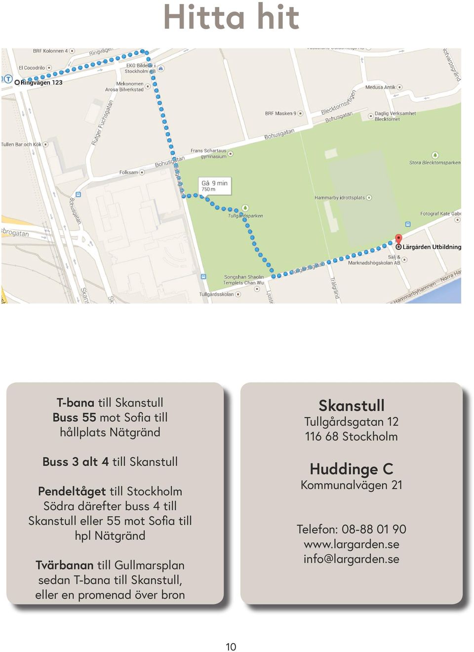 Tvärbanan till Gullmarsplan sedan T-bana till Skanstull, eller en promenad över bron Skanstull