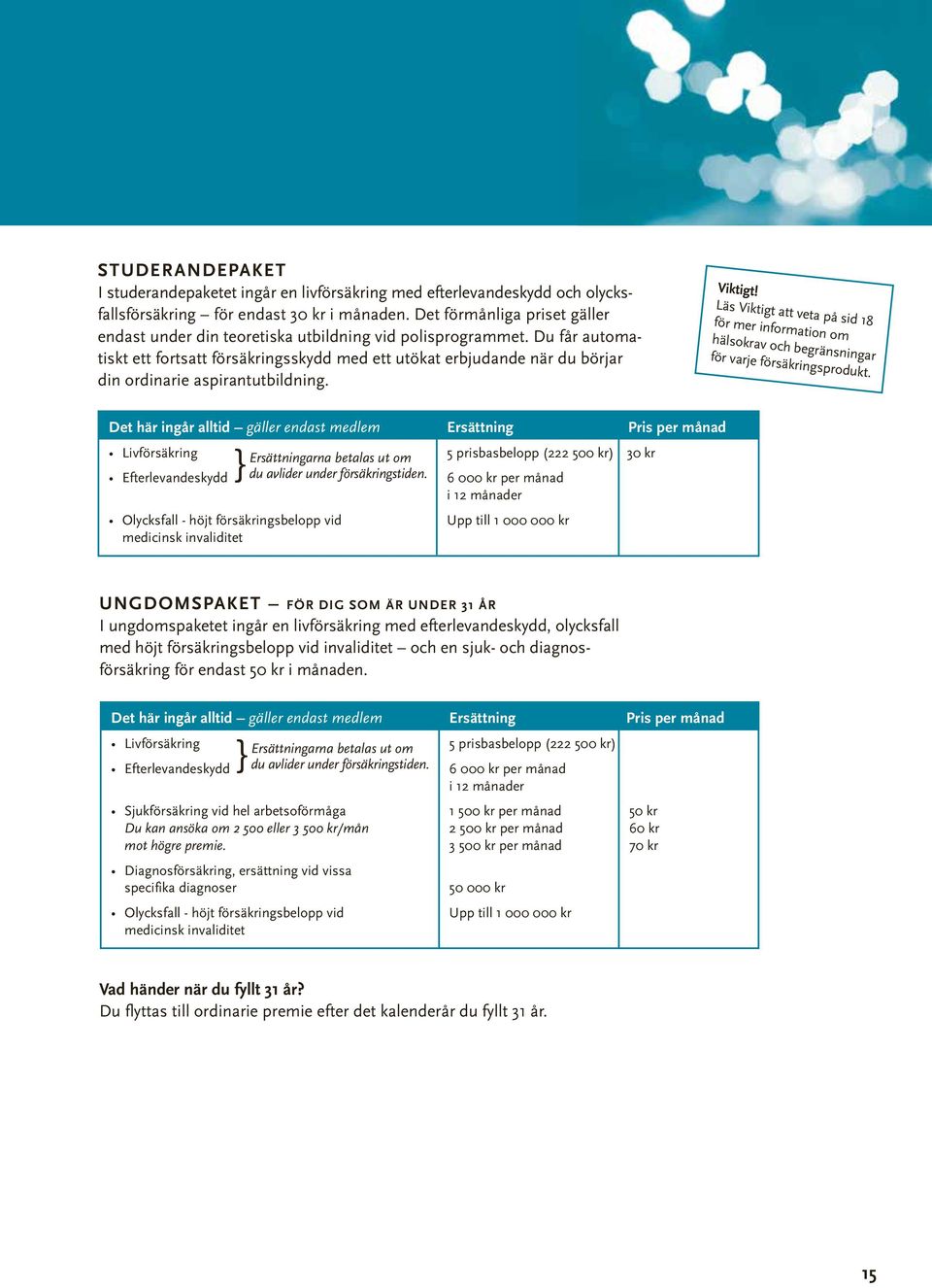 Du får automatiskt ett fortsatt försäkringsskydd med ett utökat erbjudande när du börjar din ordinarie aspirantutbildning. Viktigt!