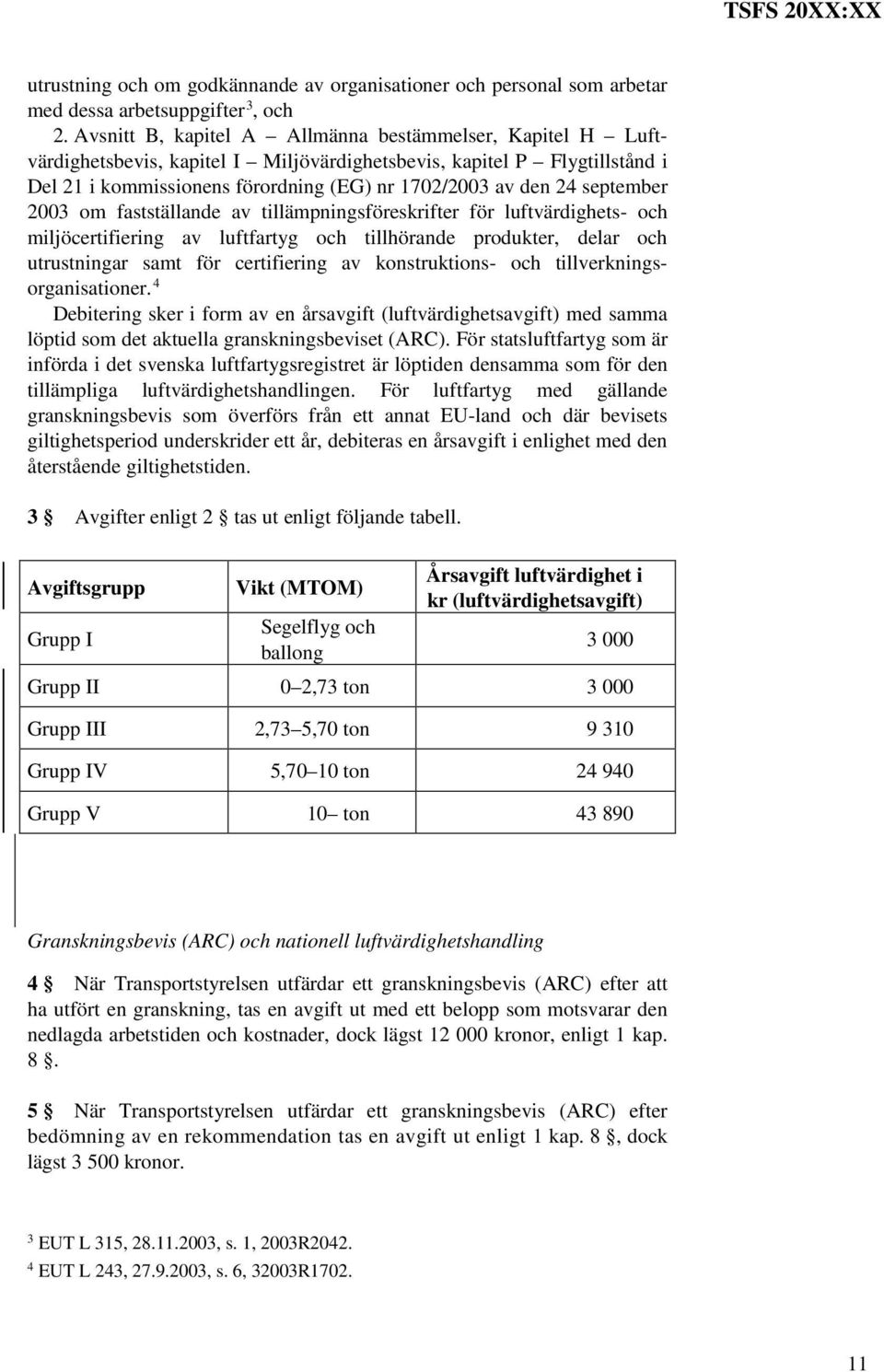 september 2003 om fastställande av tillämpningsföreskrifter för luftvärdighets- och miljöcertifiering av luftfartyg och tillhörande produkter, delar och utrustningar samt för certifiering av