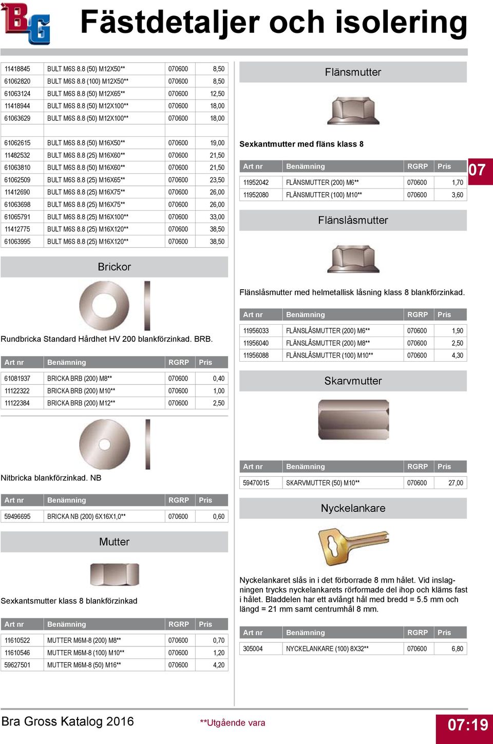 8 (25) M16X60** 070600 21,50 61063810 BULT M6S 8.8 (50) M16X60** 070600 21,50 61062509 BULT M6S 8.8 (25) M16X65** 070600 23,50 11412690 BULT M6S 8.8 (25) M16X75** 070600 26,00 61063698 BULT M6S 8.