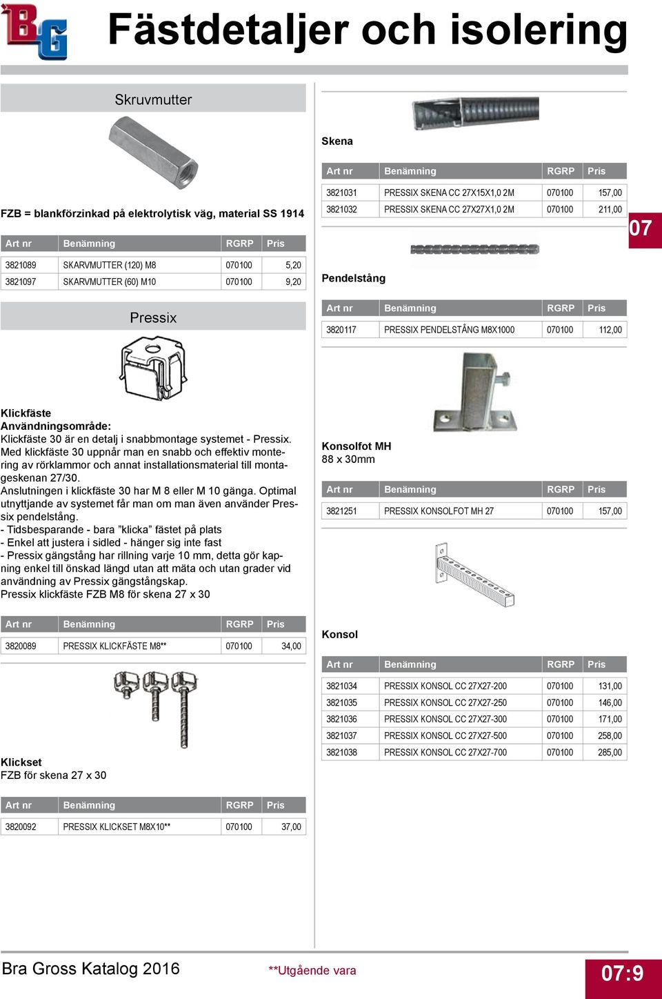 detalj i snabbmontage systemet - Pressix. Med klickfäste 30 uppnår man en snabb och effektiv montering av rörklammor och annat installationsmaterial till montageskenan 27/30.