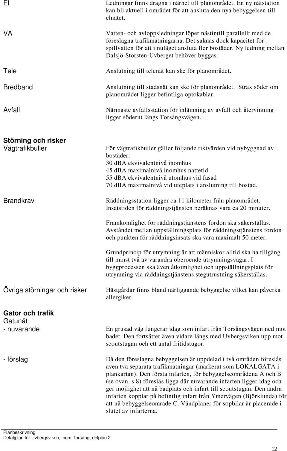 Ny ledning mellan Dalsjö-Storsten-Uvberget behöver byggas. Anslutning till telenät kan ske för planområdet. Anslutning till stadsnät kan ske för planområdet.