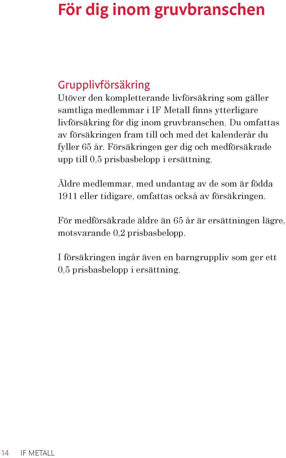 Försäkringen ger dig och medförsäkrade upp till 0,5 prisbasbelopp i ersättning.