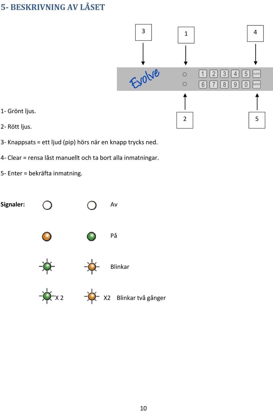 4- Clear = rensa låst manuellt och ta bort alla inmatningar.