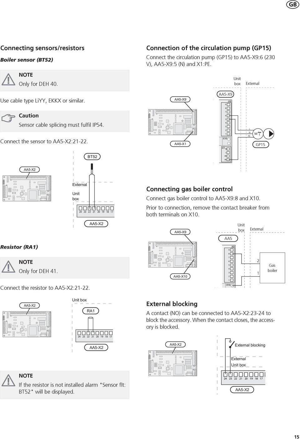 -X -X -X -X0 -X -X -X0 -X N N GP -X -X -X -X0 -X -X 0 Connecting gas boiler control Connect gas boiler control to AA-X: and X0.