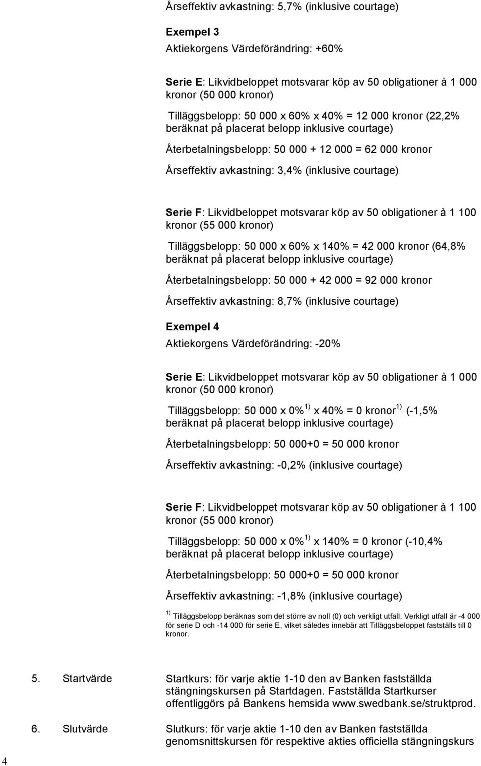 F: Likvidbeloppet motsvarar köp av 50 obligationer à 1 100 kronor (55 000 kronor) Tilläggsbelopp: 50 000 x 60% x 140% = 42 000 kronor (64,8% beräknat på placerat belopp inklusive courtage)