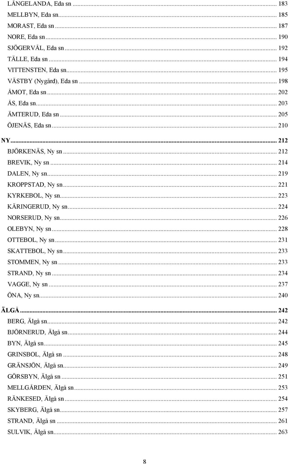 .. 221 KYRKEBOL, Ny sn... 223 KÄRINGERUD, Ny sn... 224 NORSERUD, Ny sn... 226 OLEBYN, Ny sn... 228 OTTEBOL, Ny sn... 231 SKATTEBOL, Ny sn... 233 STOMMEN, Ny sn... 233 STRAND, Ny sn... 234 VAGGE, Ny sn.