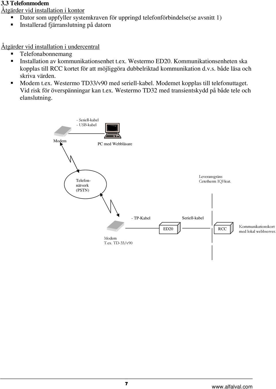 Kommunikationsenheten ska kopplas till RCC kortet för att möjliggöra dubbelriktad kommunikation d.v.s. både läsa och skriva värden. Modem t.ex.