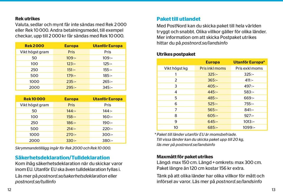 Portoguide Priser och tjänster för brev och paket - PDF Free Download