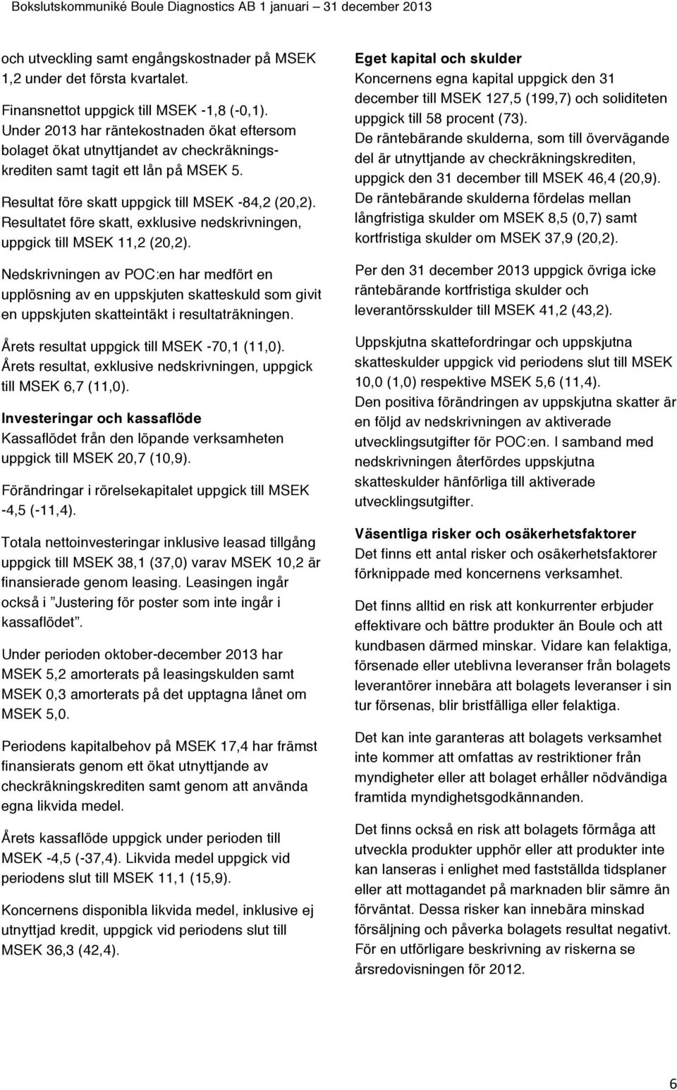 Resultatet före skatt, exklusive nedskrivningen, uppgick till MSEK 11,2 (20,2).