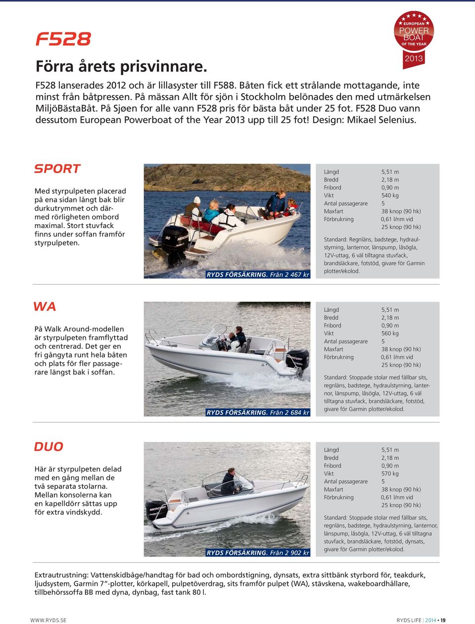 F528 Duo vann dessutom European Powerboat of the Year 2013 upp till 25 fot! Design: Mikael Selenius.