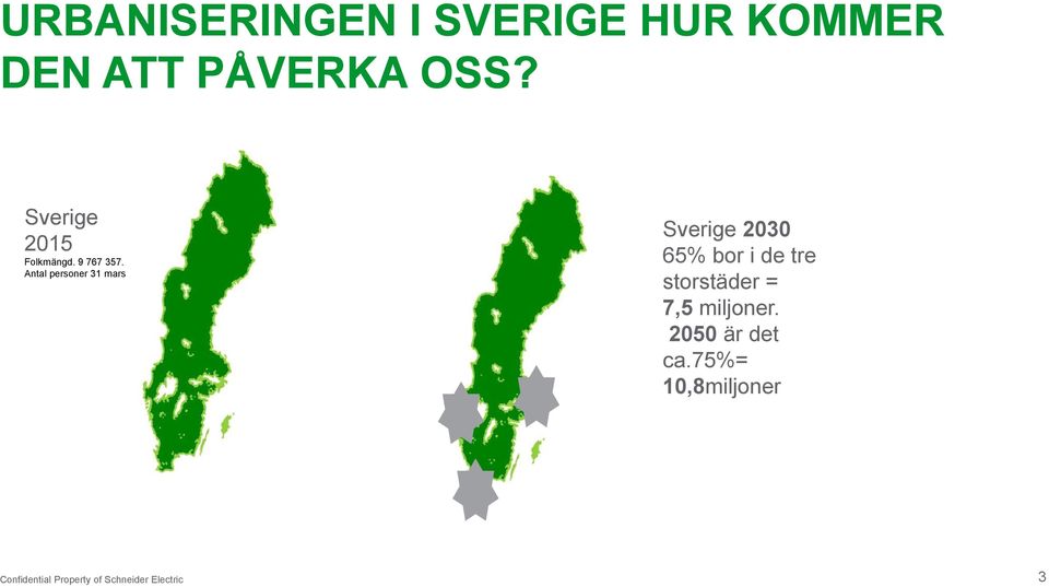 Antal personer 31 mars Sverige 2030 65% bor i de tre