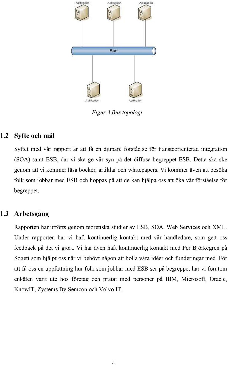 3 Arbetsgång Rapporten har utförts genom teoretiska studier av ESB, SOA, Web Services och XML.