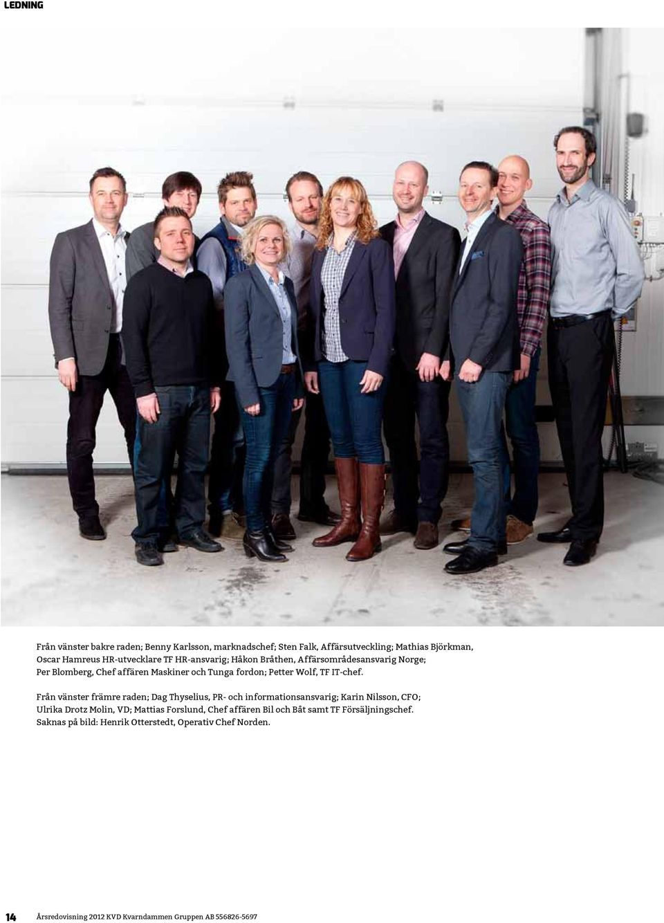 Från vänster främre raden; Dag Thyselius, PR- och informationsansvarig; Karin Nilsson, CFO; Ulrika Drotz Molin, VD; Mattias Forslund, Chef
