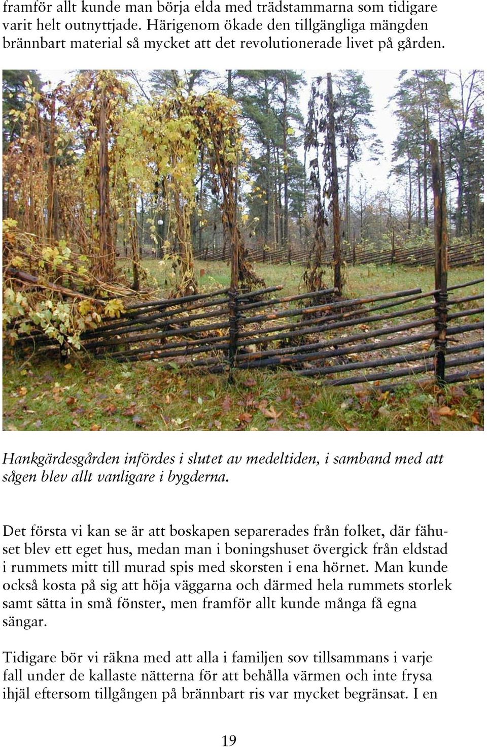 Det första vi kan se är att boskapen separerades från folket, där fähuset blev ett eget hus, medan man i boningshuset övergick från eldstad i rummets mitt till murad spis med skorsten i ena hörnet.