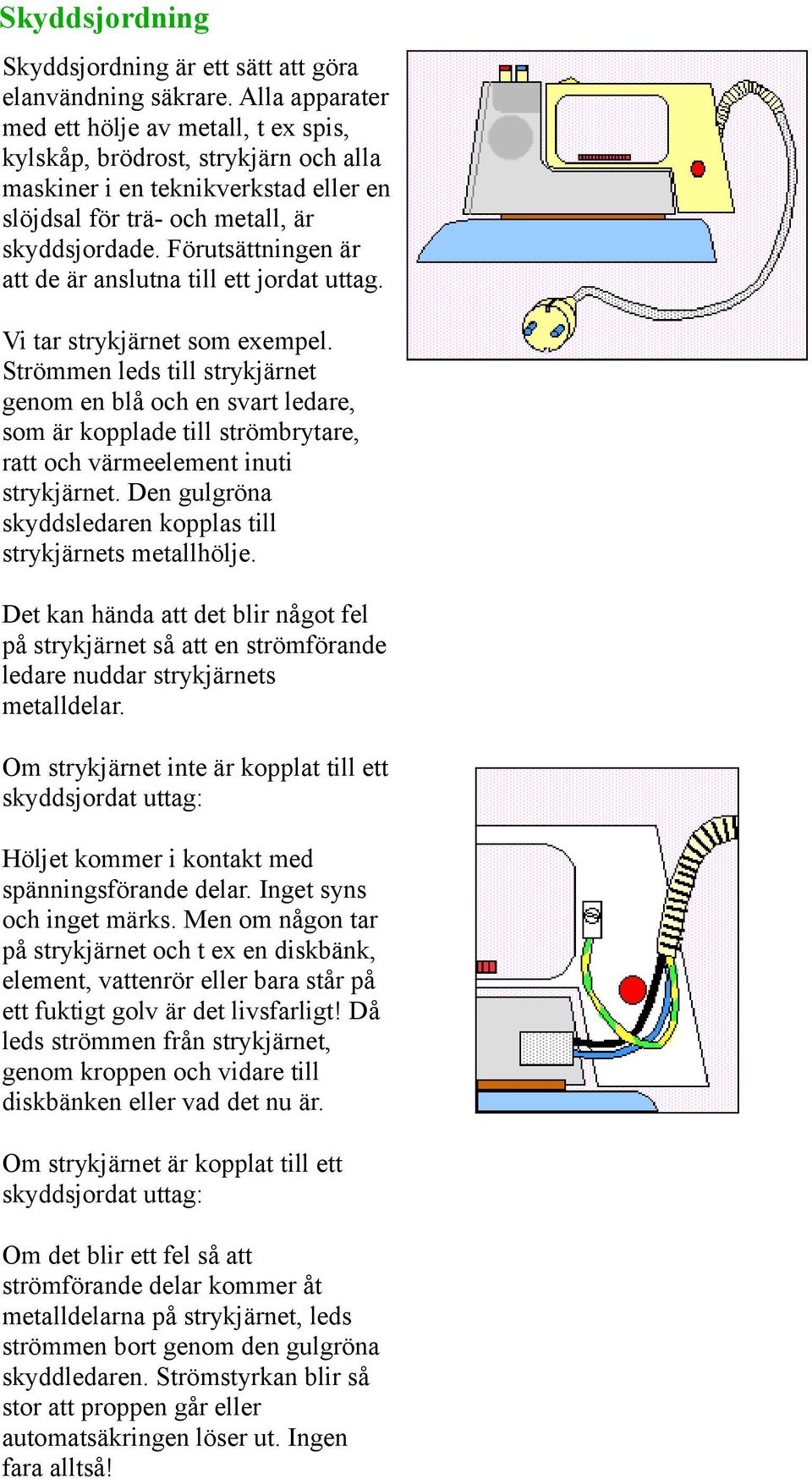 Förutsättningen är att de är anslutna till ett jordat uttag. Vi tar strykjärnet som exempel.