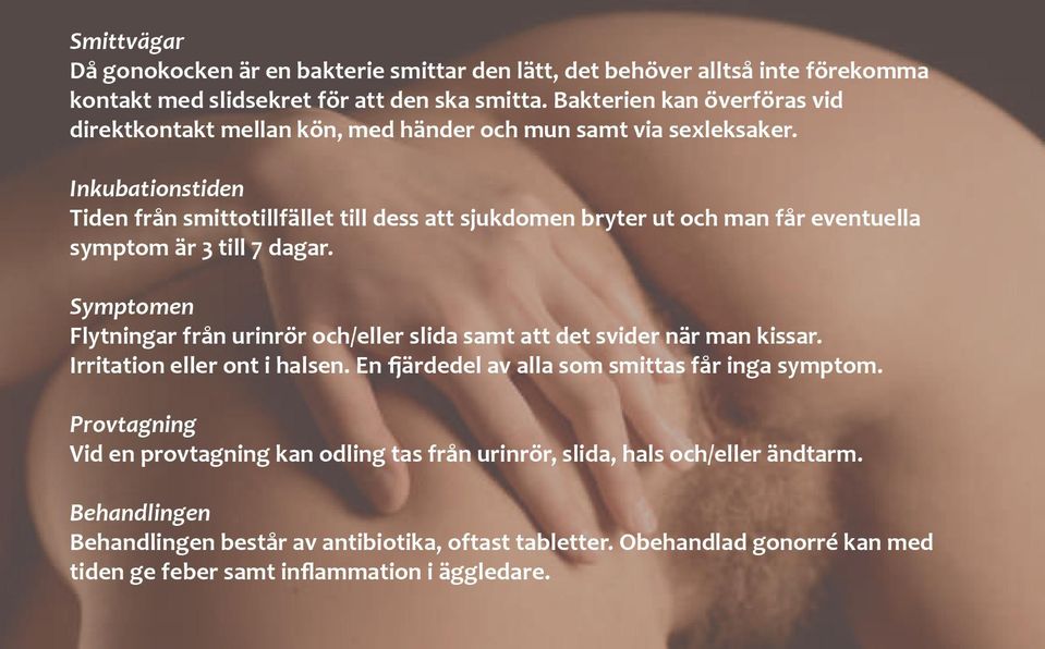 Inkubationstiden Tiden från smittotillfället till dess att sjukdomen bryter ut och man får eventuella symptom är 3 till 7 dagar.