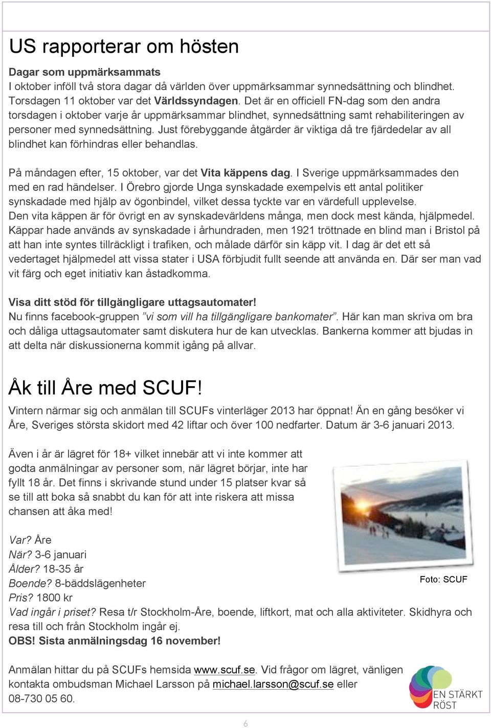 Just förebyggande åtgärder är viktiga då tre fjärdedelar av all blindhet kan förhindras eller behandlas. På måndagen efter, 15 oktober, var det Vita käppens dag.