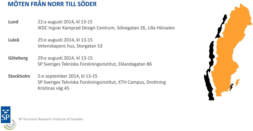 Göteborg 29:e augusti 2014, kl 13-15 SP Sveriges Tekniska Forskningsinstitut, Eklandagatan 86