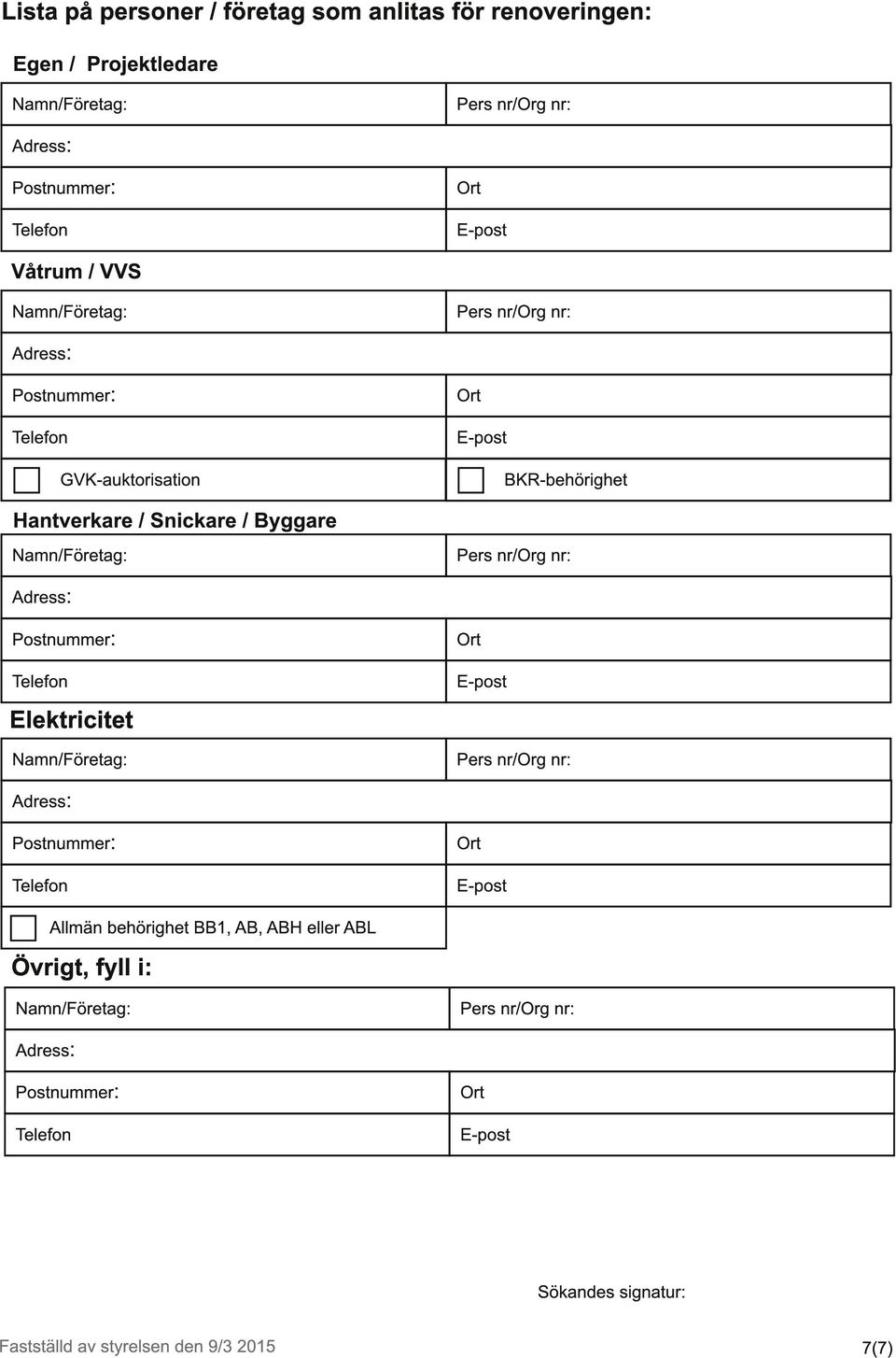 BKR-behörighet Hantverkare / Snickare / Byggare