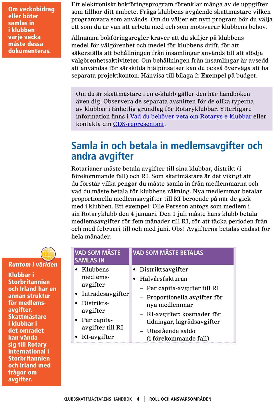Allmänna bokföringsregler kräver att du skiljer på klubbens medel för välgörenhet och medel för klubbens drift, för att säkerställa att behållningen från insamlingar används till att stödja