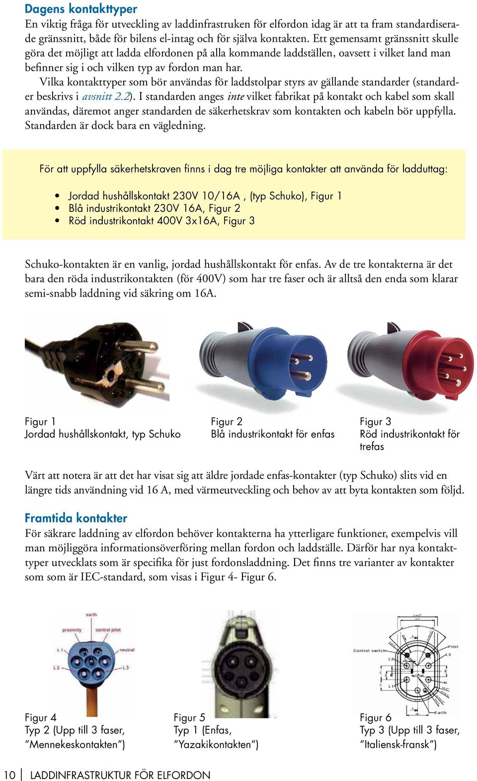 Vilka kontakttyper som bör användas för laddstolpar styrs av gällande standarder (standarder beskrivs i avsnitt 2.2).