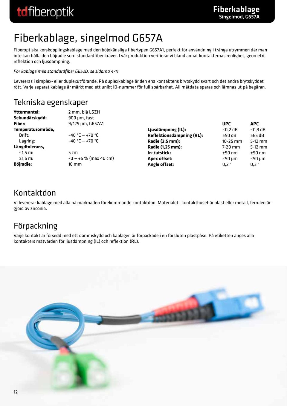 Levereras i simplex- eller duplexutförande. På duplexkablage är den ena kontaktens brytskydd svart och det andra brytskyddet rött.