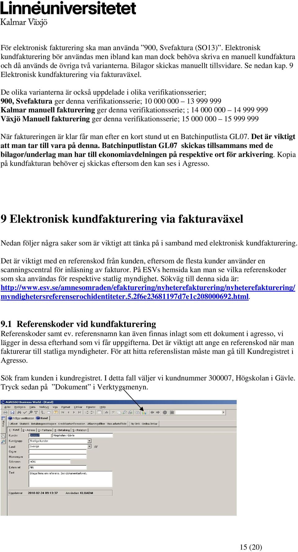 9 Elektronisk kundfakturering via fakturaväxel.