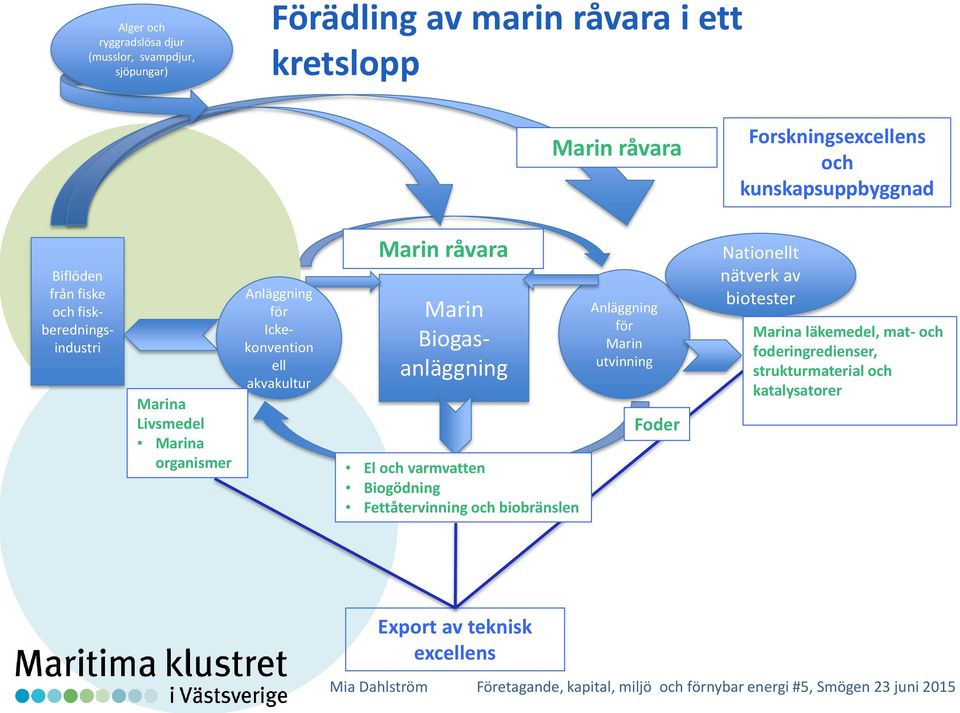 akvakultur Marin råvara Marin Biogasanläggning El och varmvatten Biogödning Fettåtervinning och biobränslen Anläggning för Marin utvinning