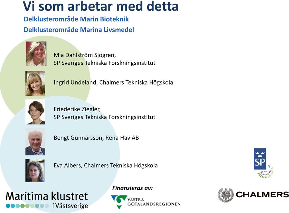 Undeland, Chalmers Tekniska Högskola Friederike Ziegler, SP Sveriges Tekniska