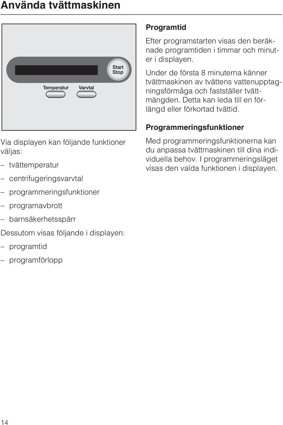 Detta kan leda till en förlängd eller förkortad tvättid.