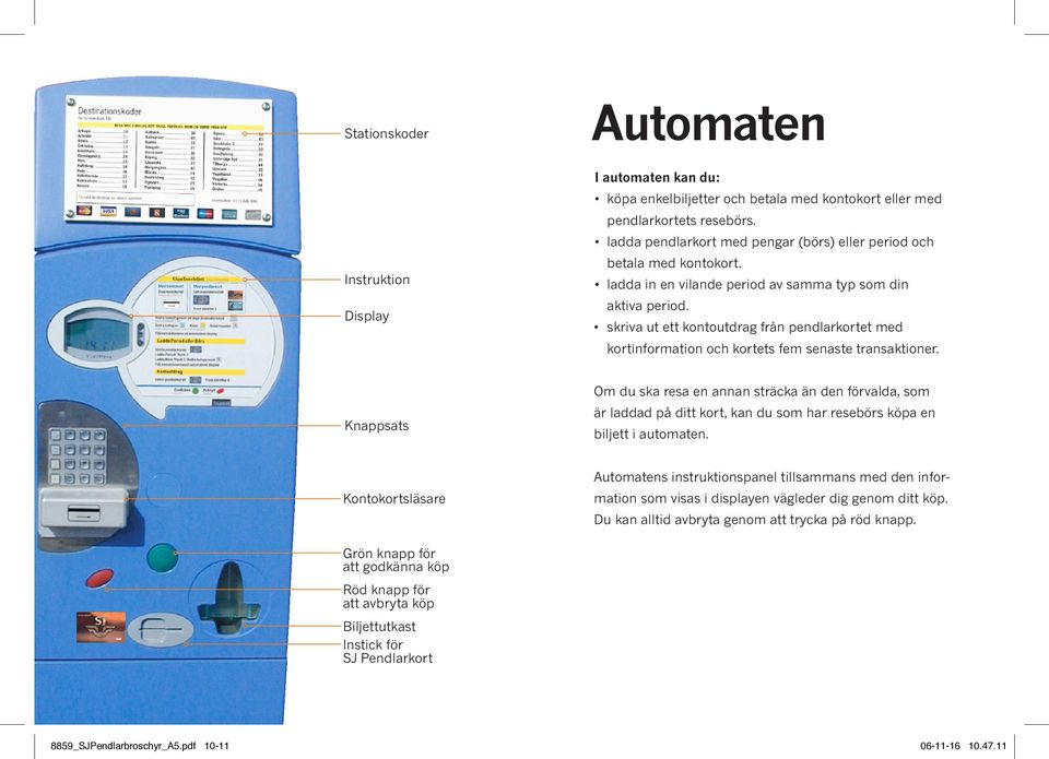 skriva ut ett kontoutdrag från pendlarkortet med kortinformation och kortets fem senaste transaktioner.