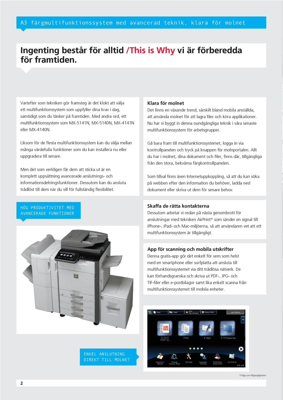 Med andra ord, ett multifunktionssystem som MX-5141N, MX-5140N, MX-4141N eller MX-4140N.