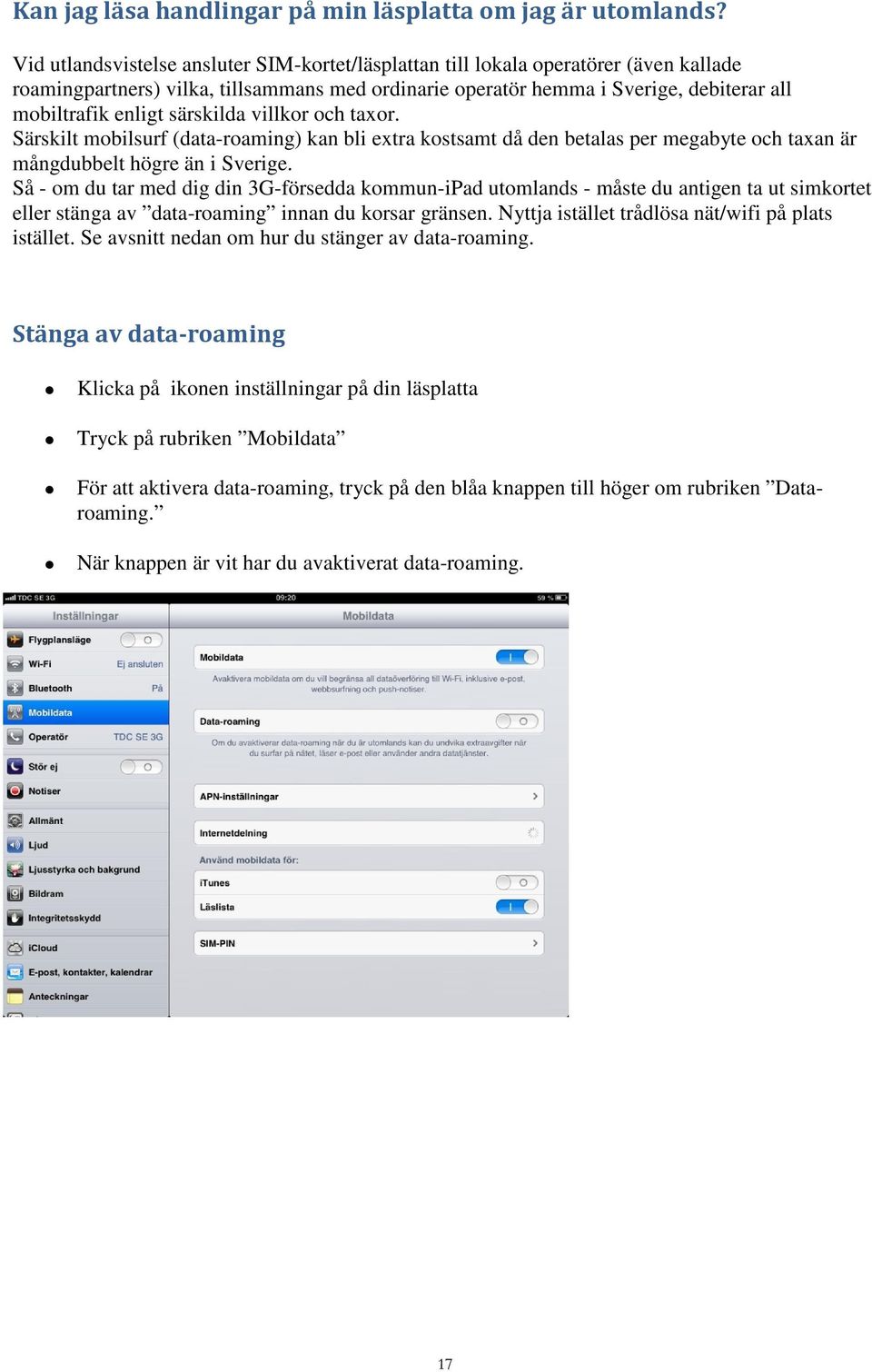 särskilda villkor och taxor. Särskilt mobilsurf (data-roaming) kan bli extra kostsamt då den betalas per megabyte och taxan är mångdubbelt högre än i Sverige.