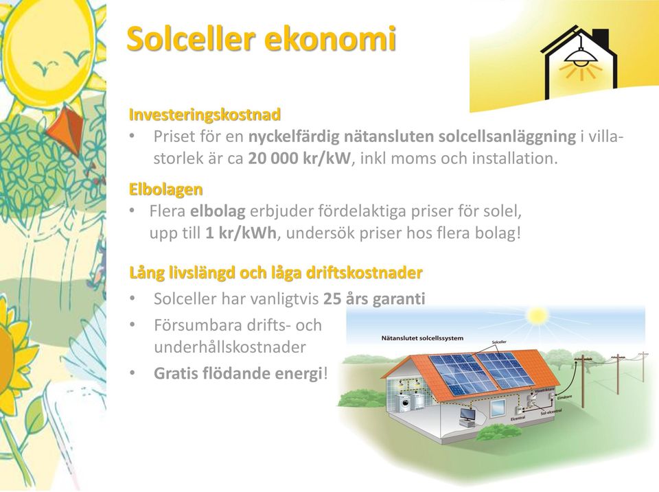 Elbolagen Flera elbolag erbjuder fördelaktiga priser för solel, upp till 1 kr/kwh, undersök priser hos