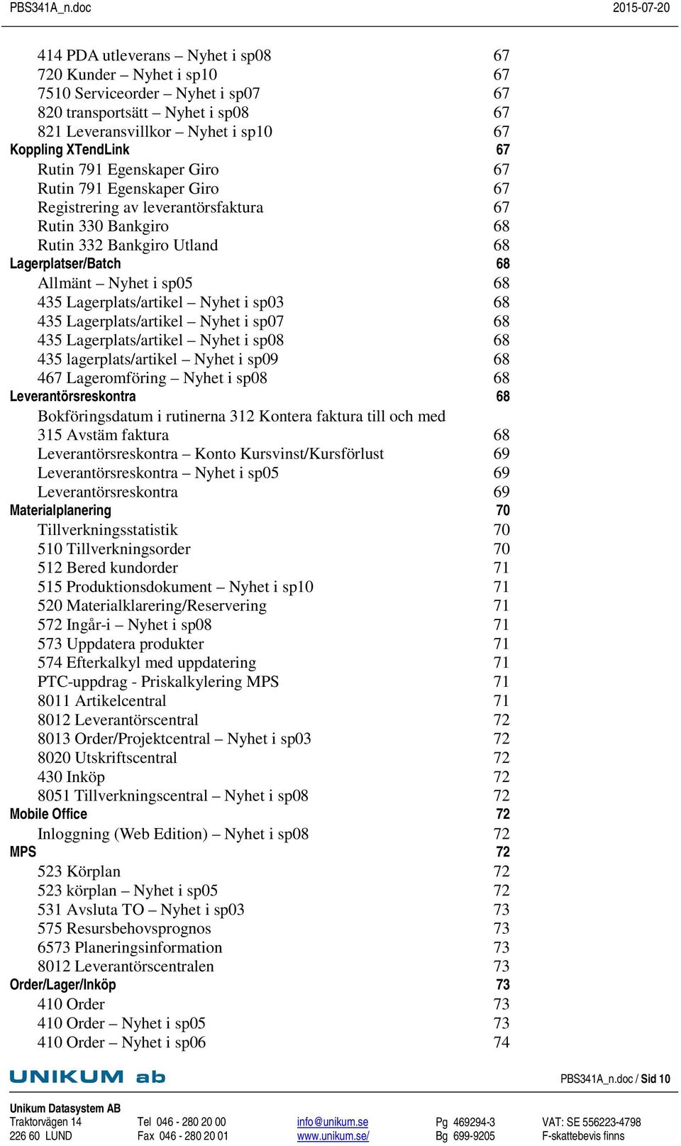 Lagerplats/artikel Nyhet i sp03 68 435 Lagerplats/artikel Nyhet i sp07 68 435 Lagerplats/artikel Nyhet i sp08 68 435 lagerplats/artikel Nyhet i sp09 68 467 Lageromföring Nyhet i sp08 68