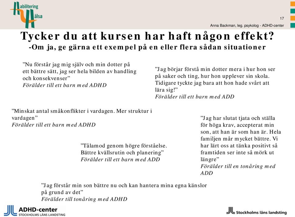 med ADHD Jag börjar förstå min dotter mera i hur hon ser på saker och ting, hur hon upplever sin skola. Tidigare tyckte jag bara att hon hade svårt att lära sig!